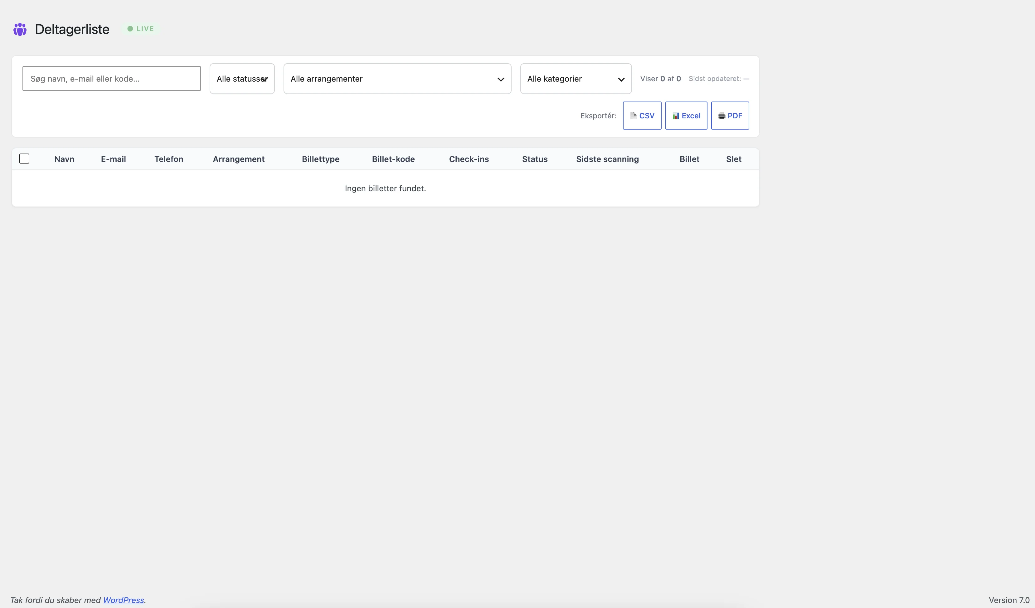 WooCommerce event attendee list with export options